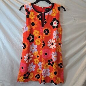 Victoria Beckham for Target Retro Mod Floral Romper Sleeveless Boho Hippie Sz S